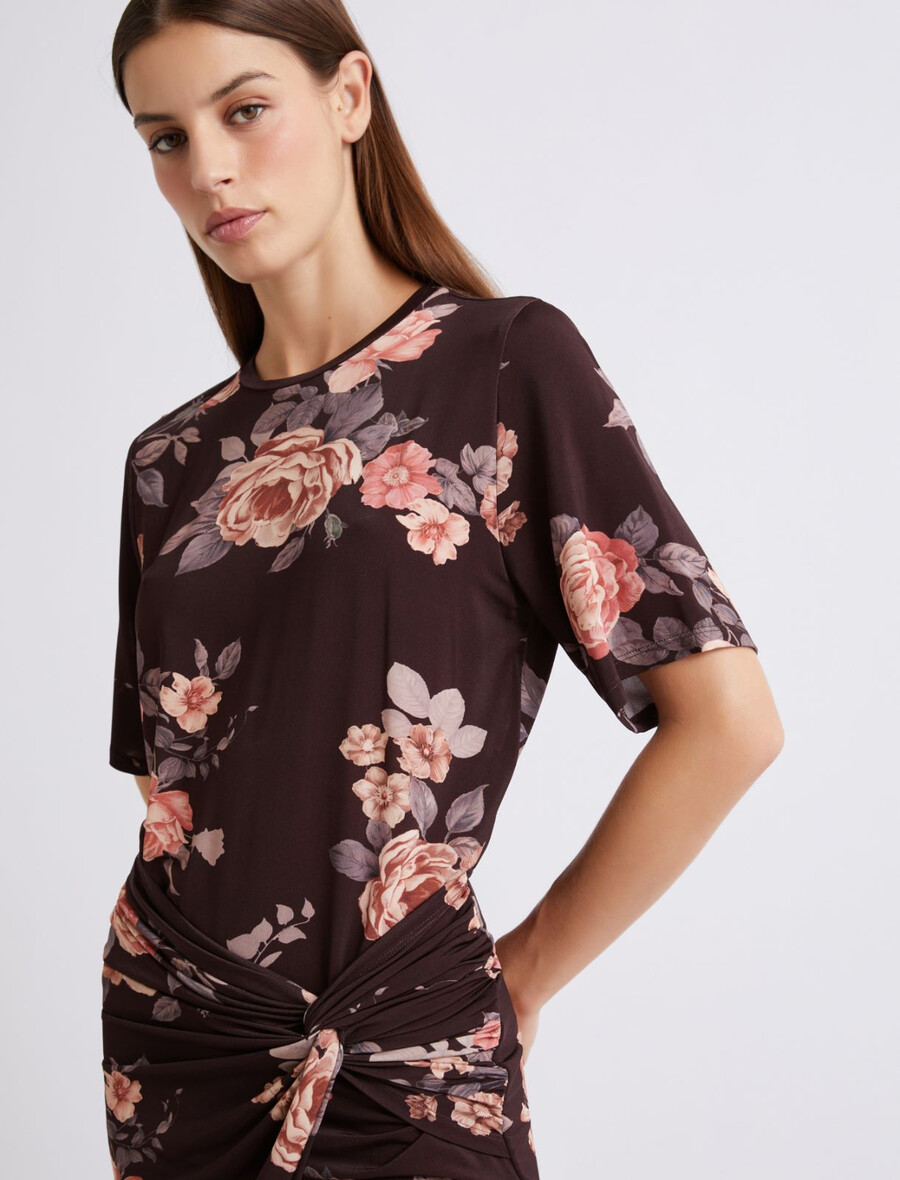 jerseykleid mit raffungen - bordeaux