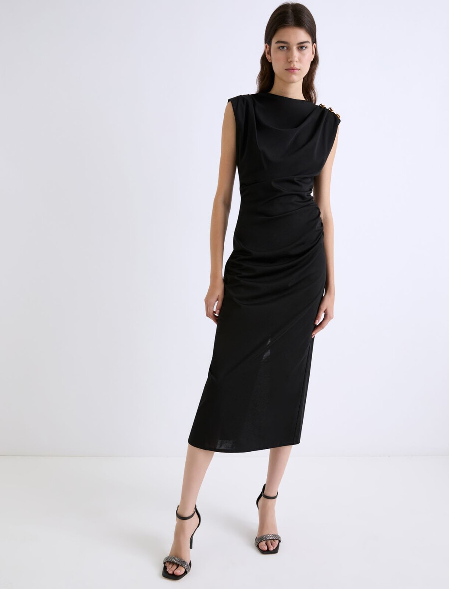 figurbetontes jerseykleid – schwarz