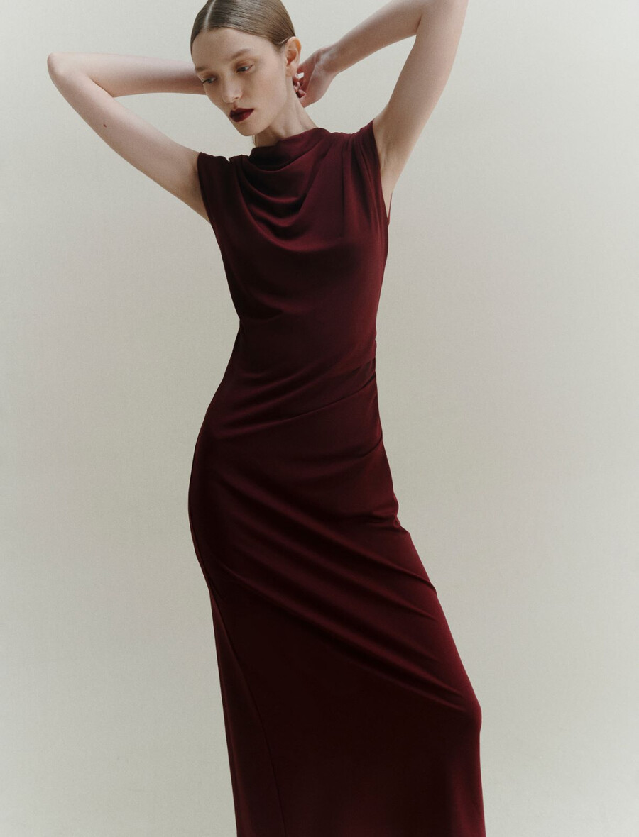 figurbetontes jerseykleid - bordeaux