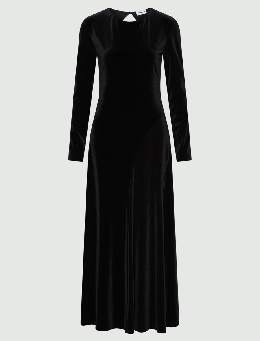 langes rückenfreies samtkleid - schwarz