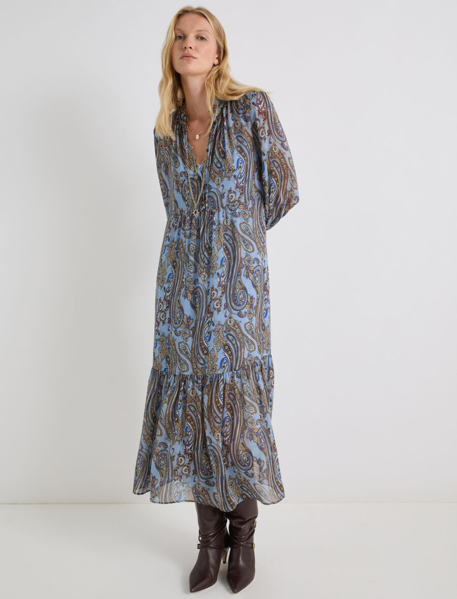 langes georgette-kleid – hellblau