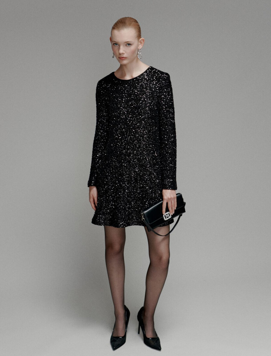 pailletten-minikleid – schwarz
