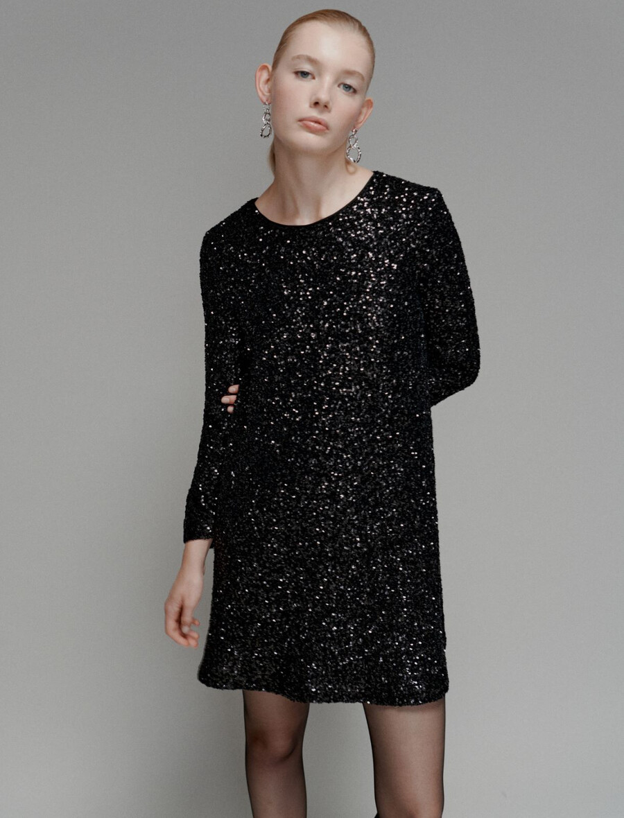 pailletten-minikleid – schwarz