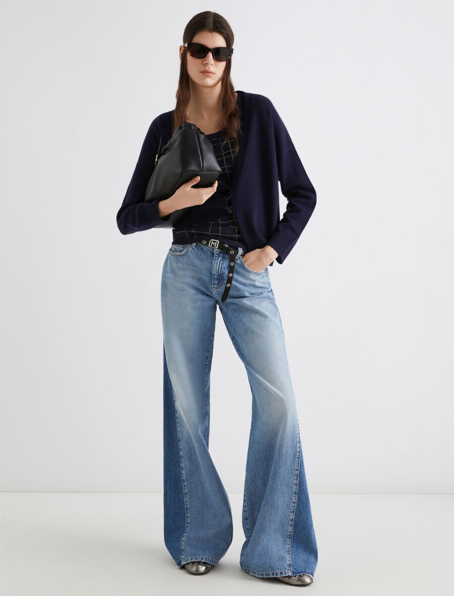 strickjacke aus wolle und kaschmir – marineblau