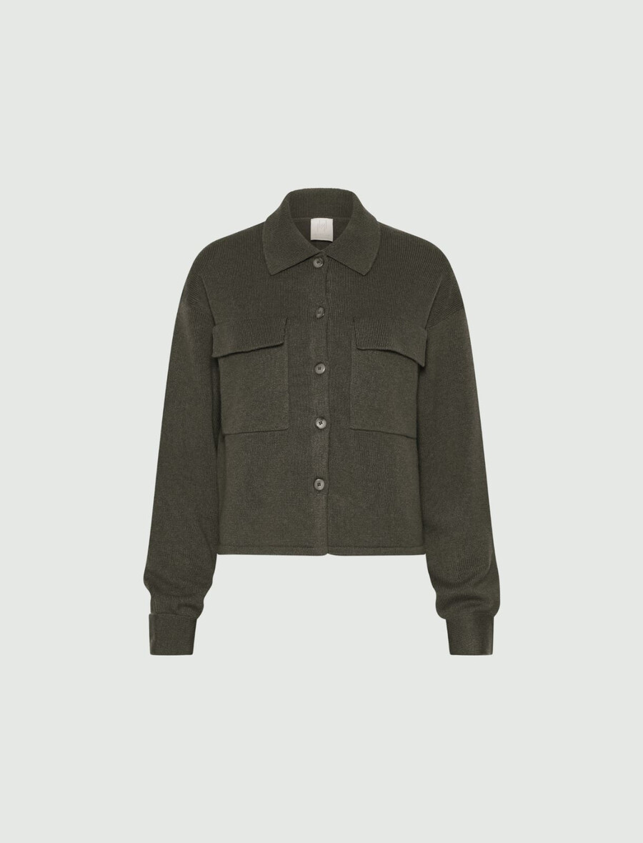overshirt aus reinem kaschmir – olive