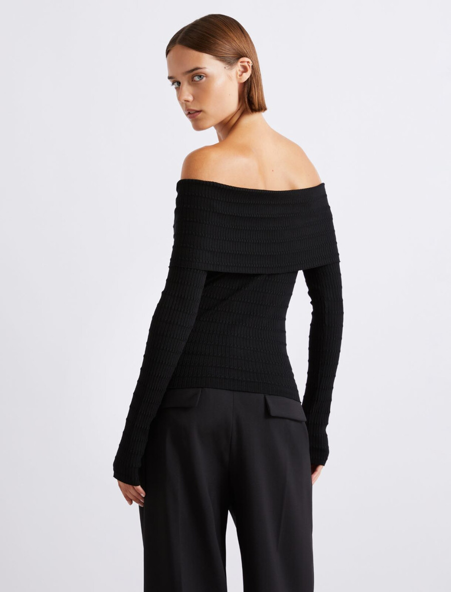 viskose-rollkragenpullover – schwarz