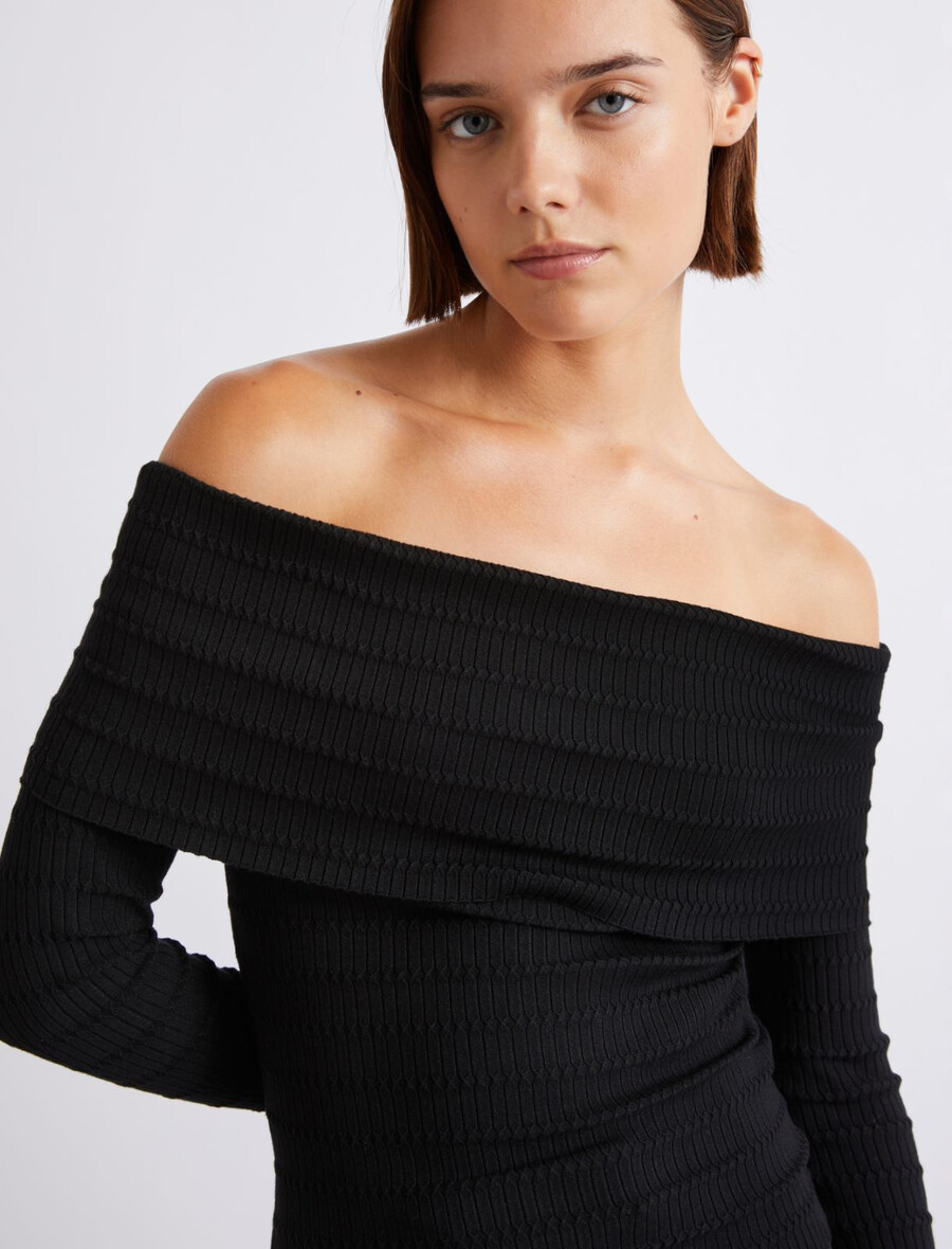viskose-rollkragenpullover – schwarz