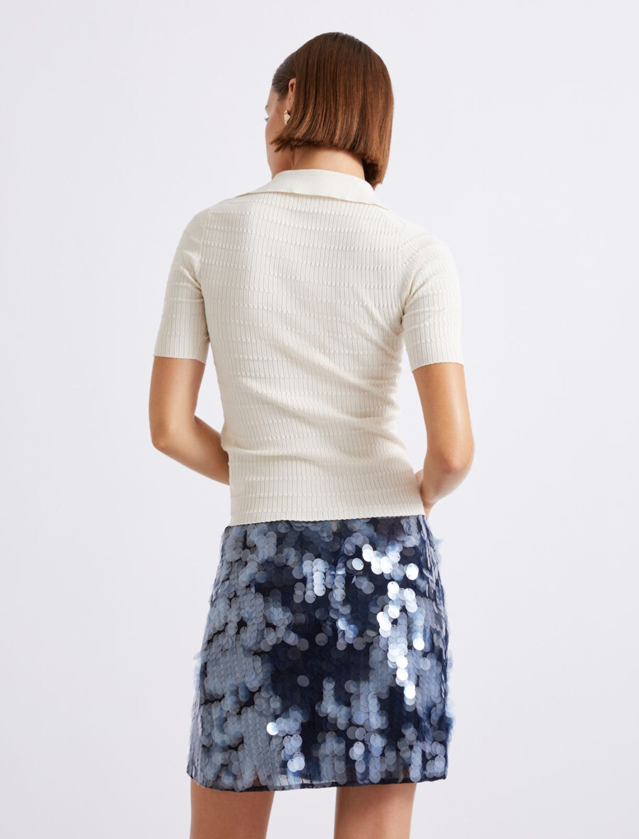 poloshirt aus viskose-strick – creme