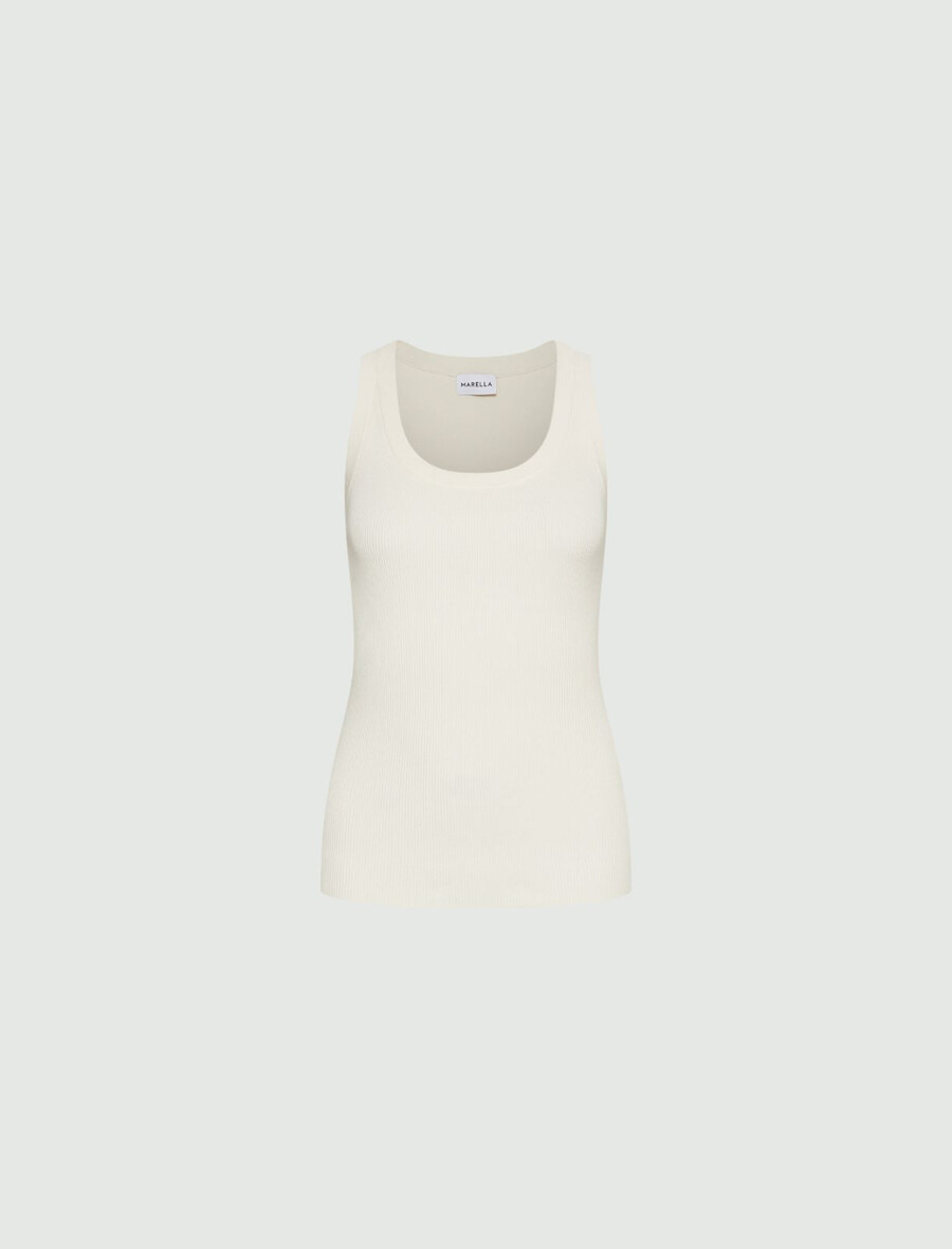top aus geripptem viskose-strick – creme