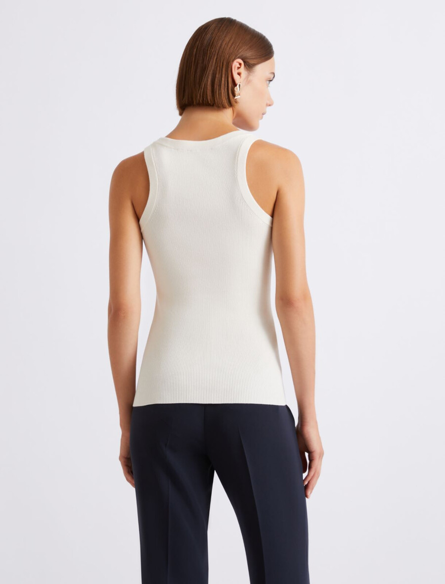 top aus geripptem viskose-strick – creme