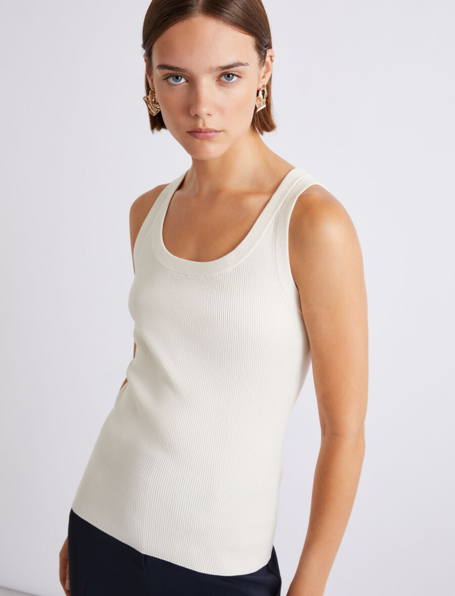 top aus geripptem viskose-strick – creme