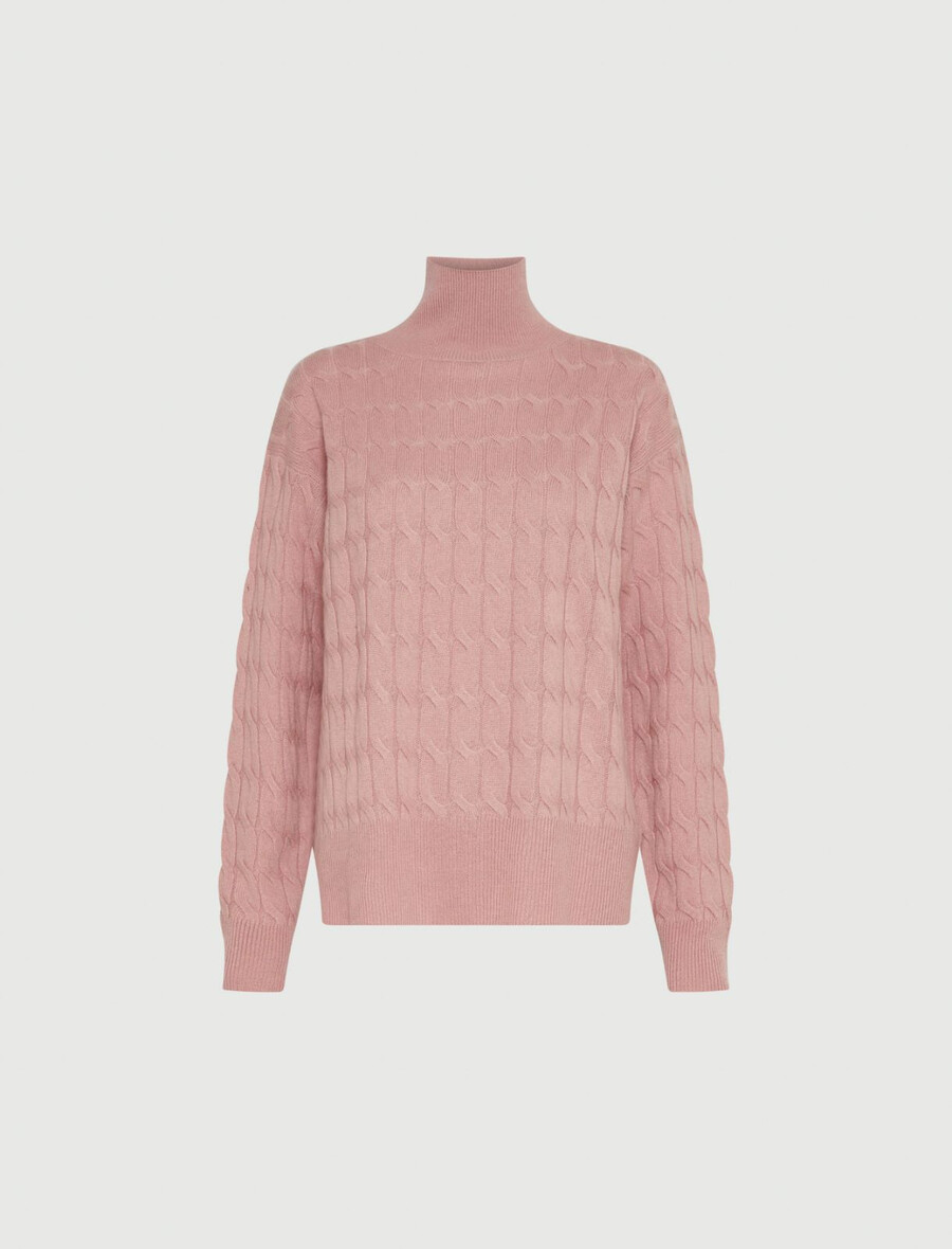 rollkragenpullover aus wolle und kaschmir - pink