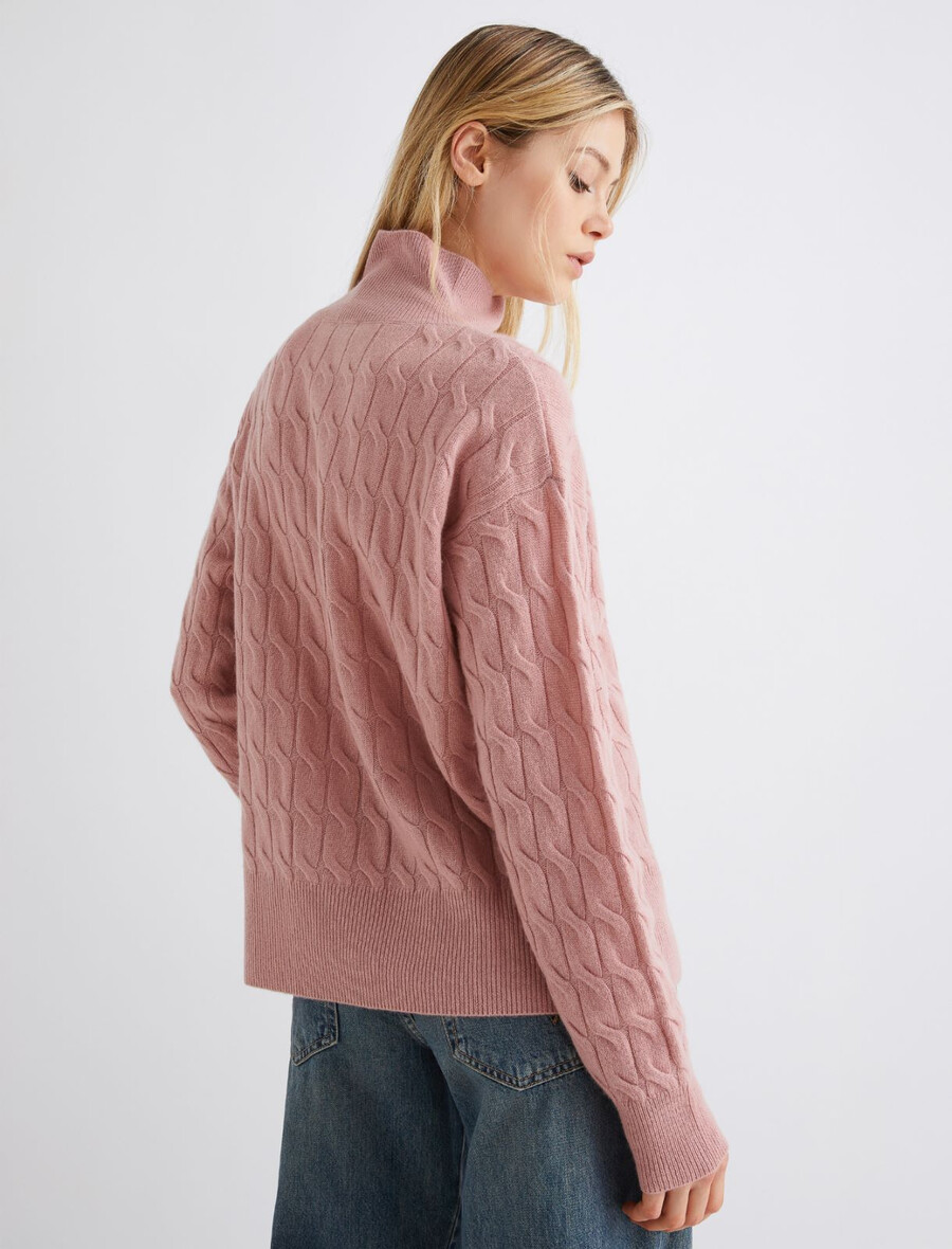 rollkragenpullover aus wolle und kaschmir - pink