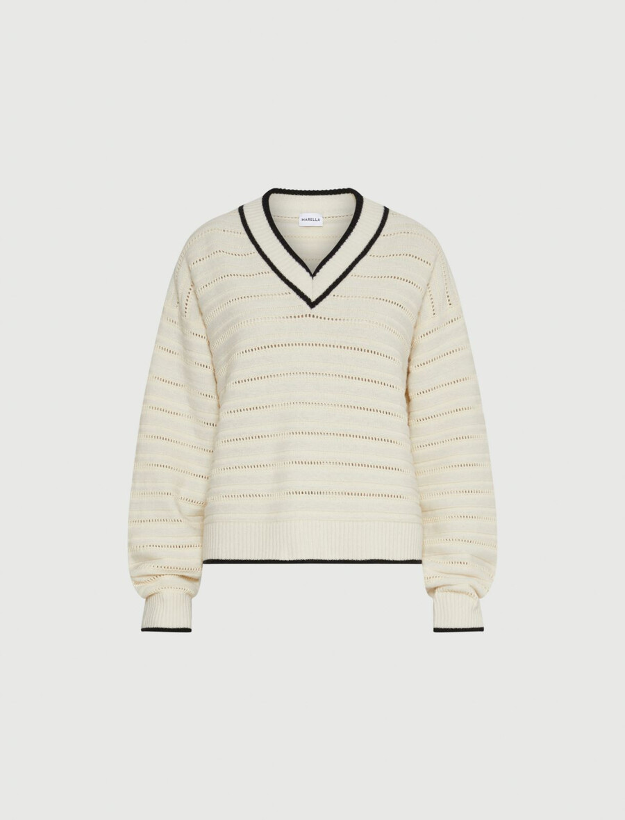 pullover aus wolle und baumwolle - weiss
