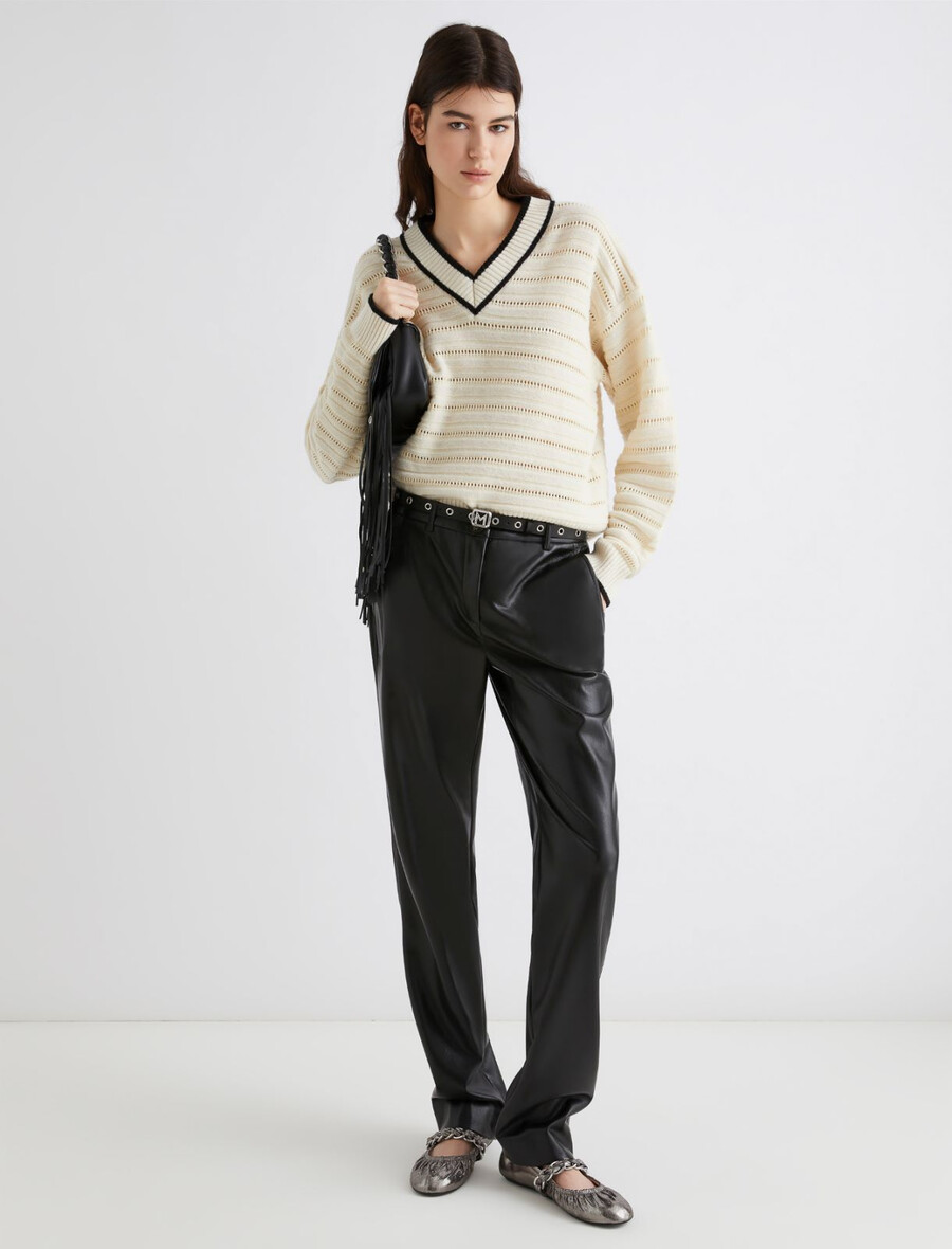pullover aus wolle und baumwolle - weiss