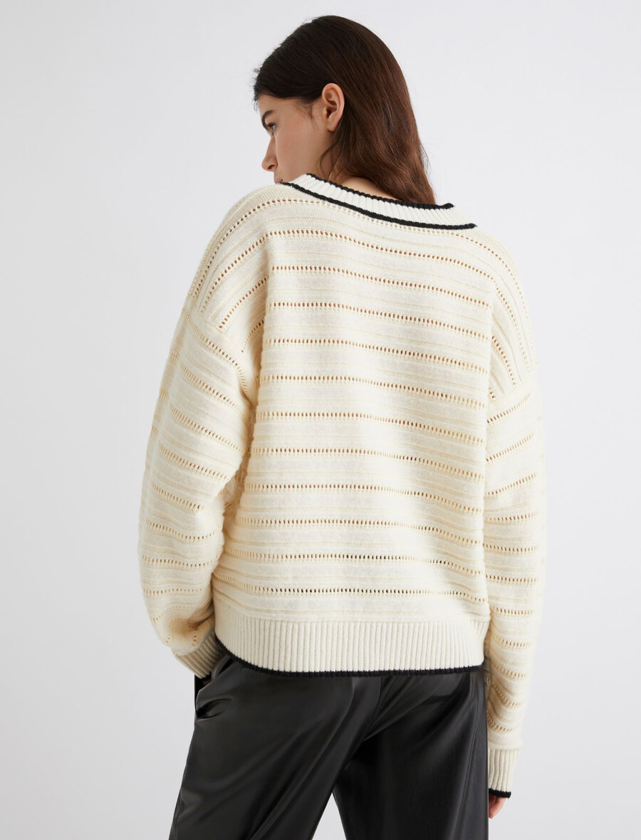 pullover aus wolle und baumwolle - weiss