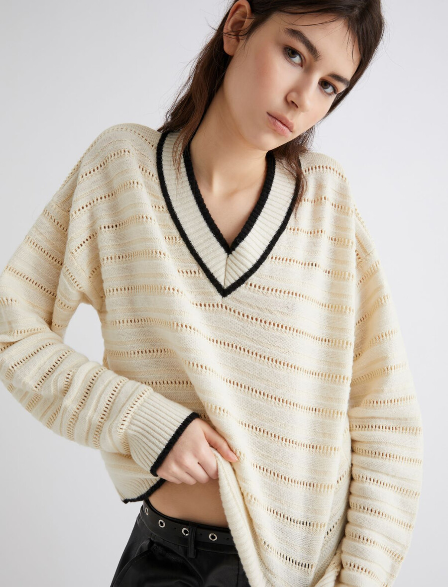 pullover aus wolle und baumwolle - weiss