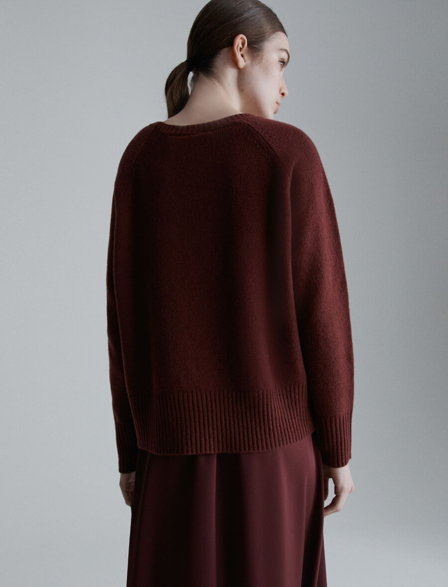 kastenförmiger pullover aus reiner wolle - bordeaux