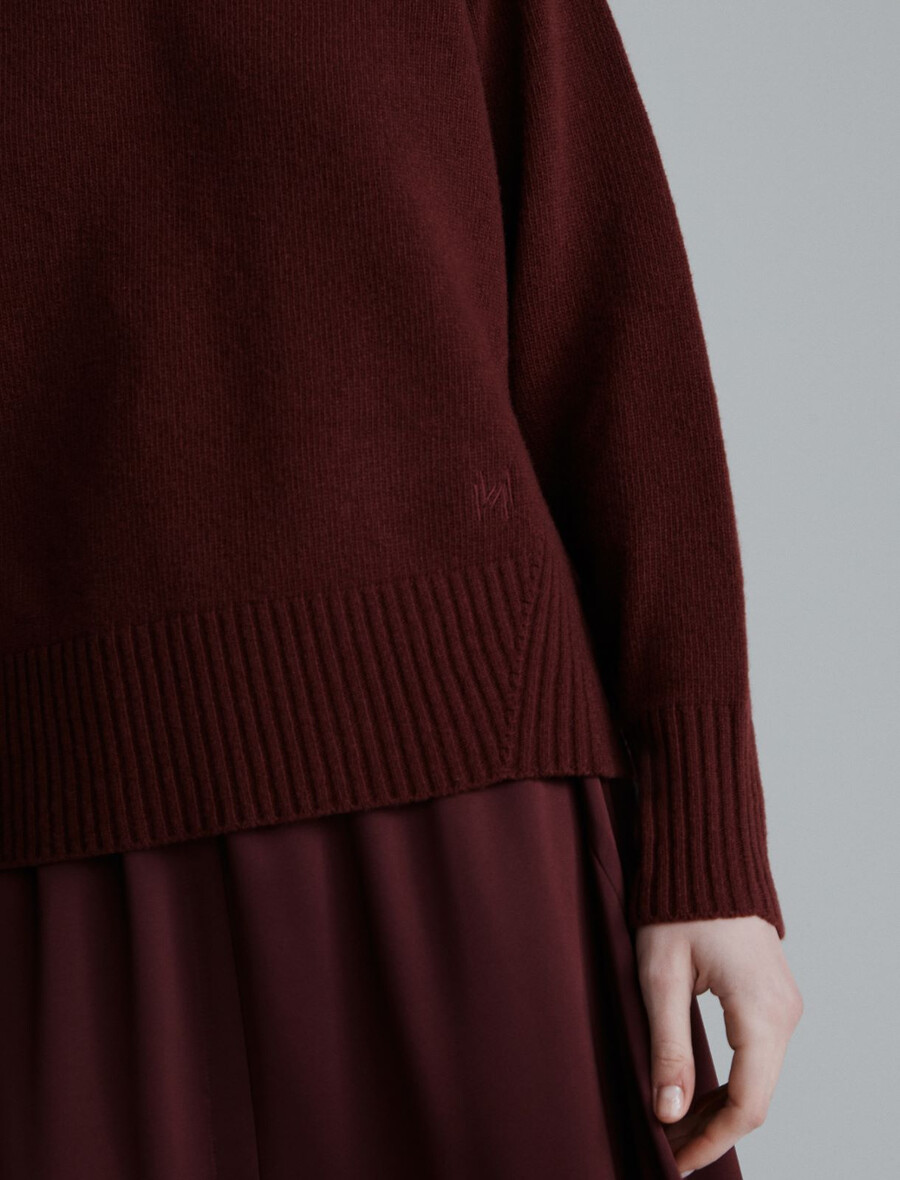 kastenförmiger pullover aus reiner wolle - bordeaux