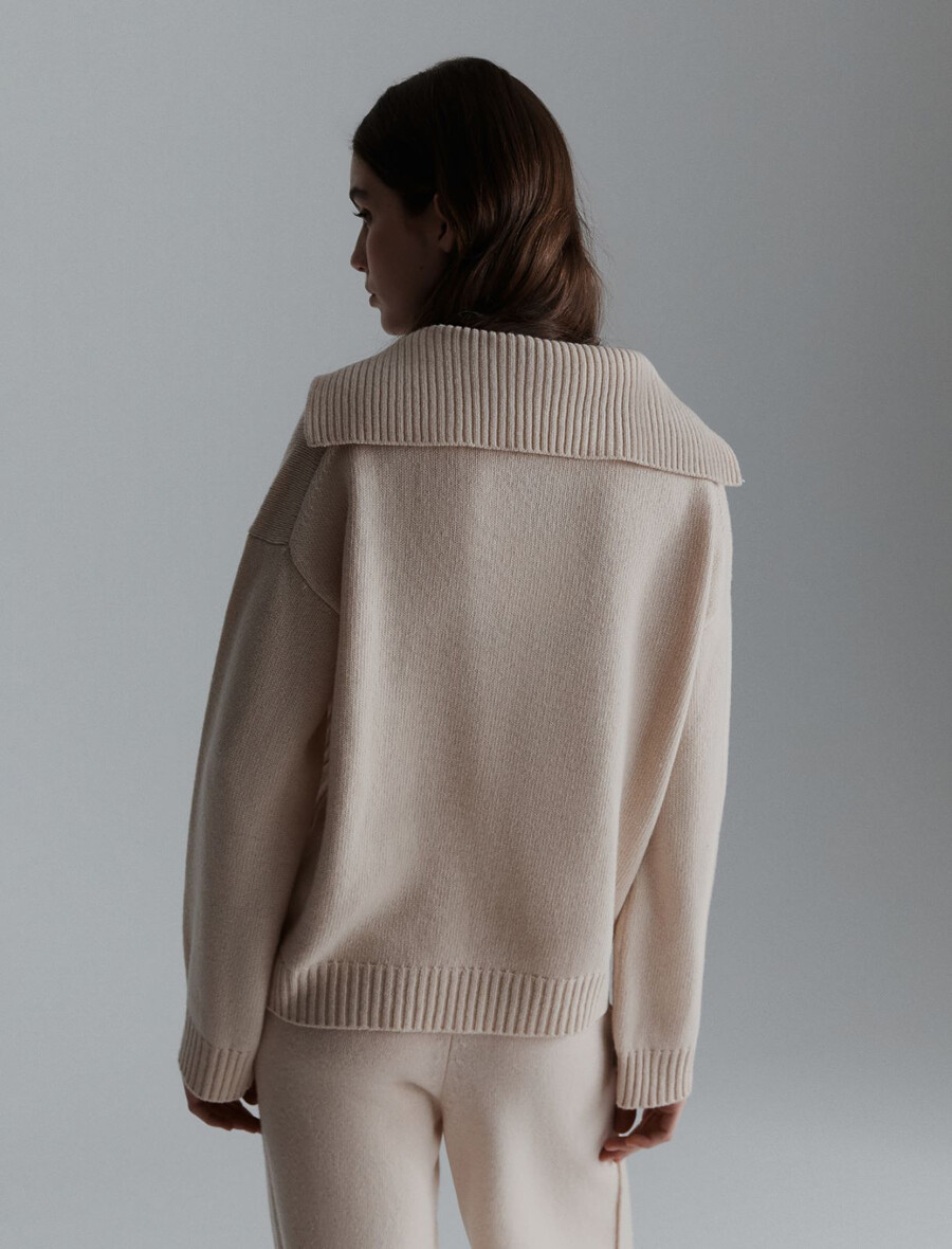 kastenförmiger rollkragenpullover – creme