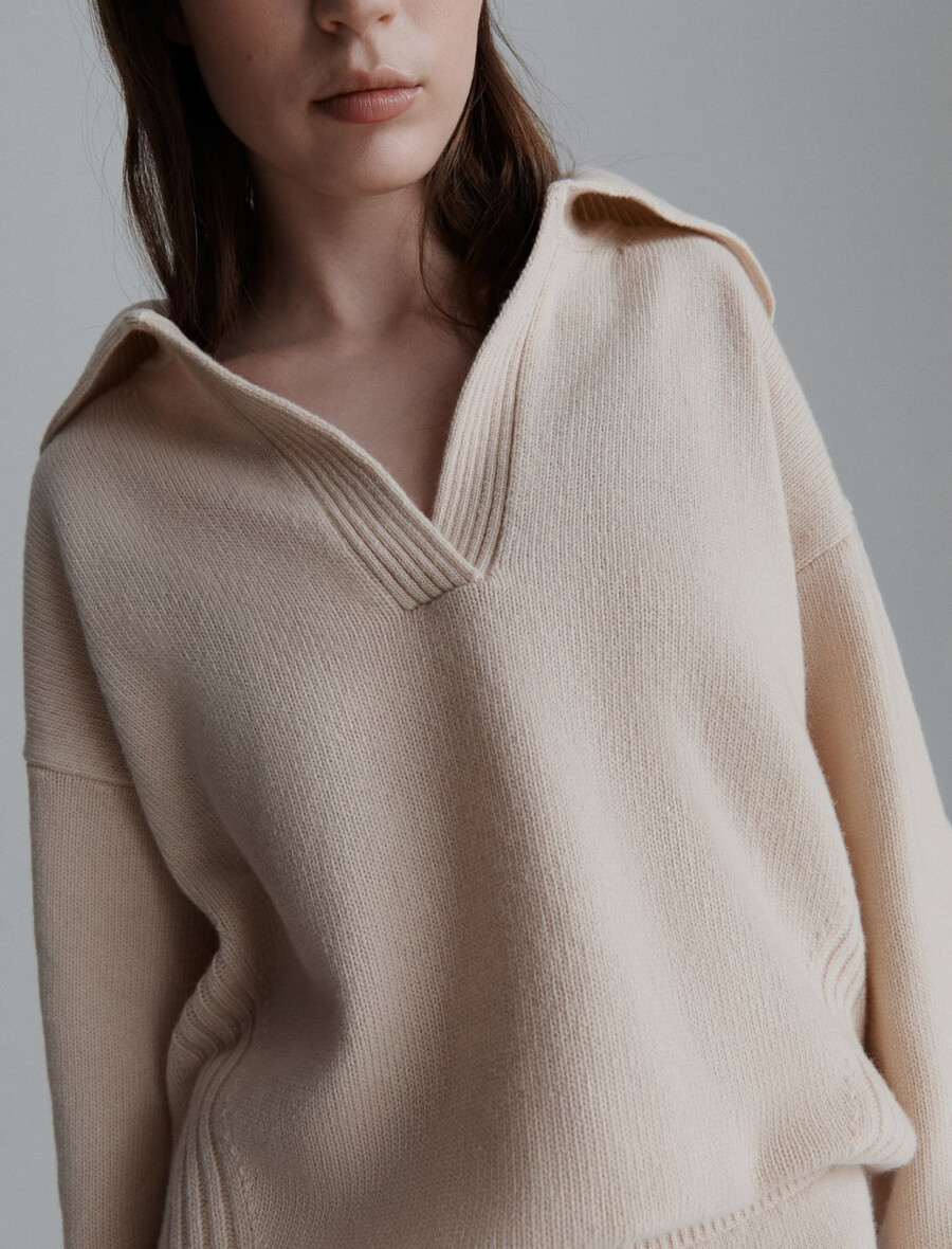 kastenförmiger rollkragenpullover – creme