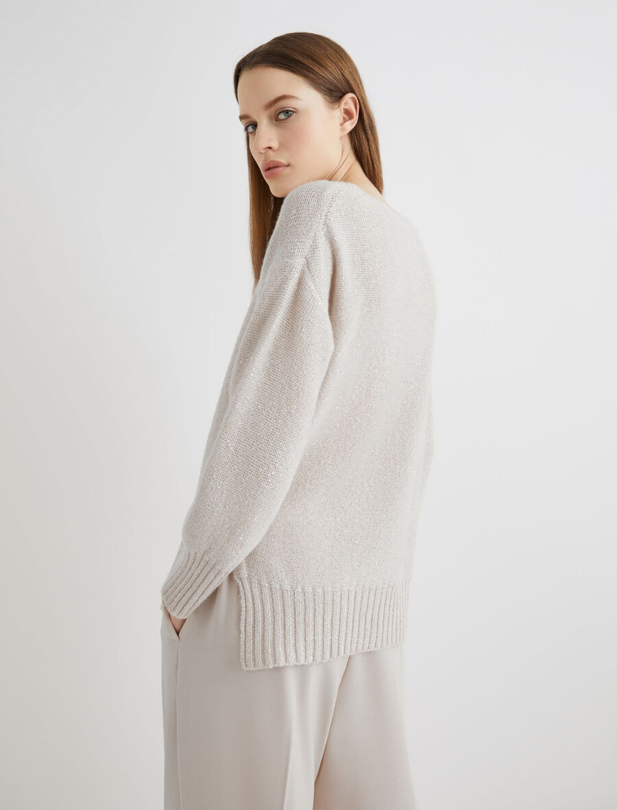 gerade geschnittener pullover aus kaschmirmischung – creme