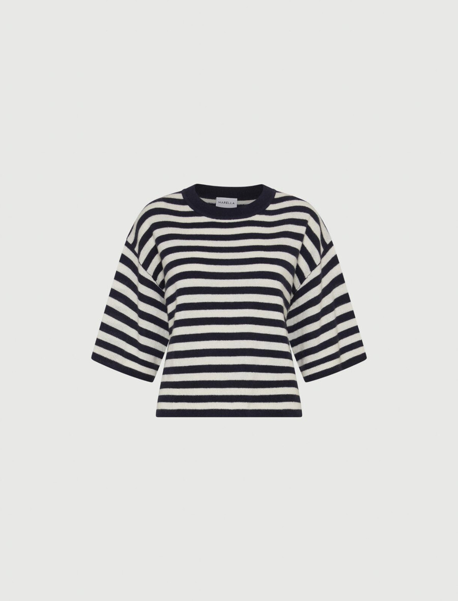 kaschmirpullover mit rundhalsausschnitt - marineblau