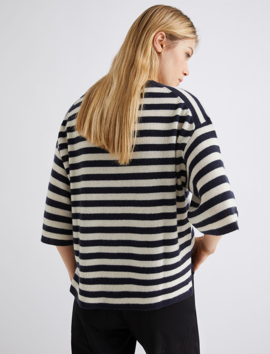 kaschmirpullover mit rundhalsausschnitt - marineblau