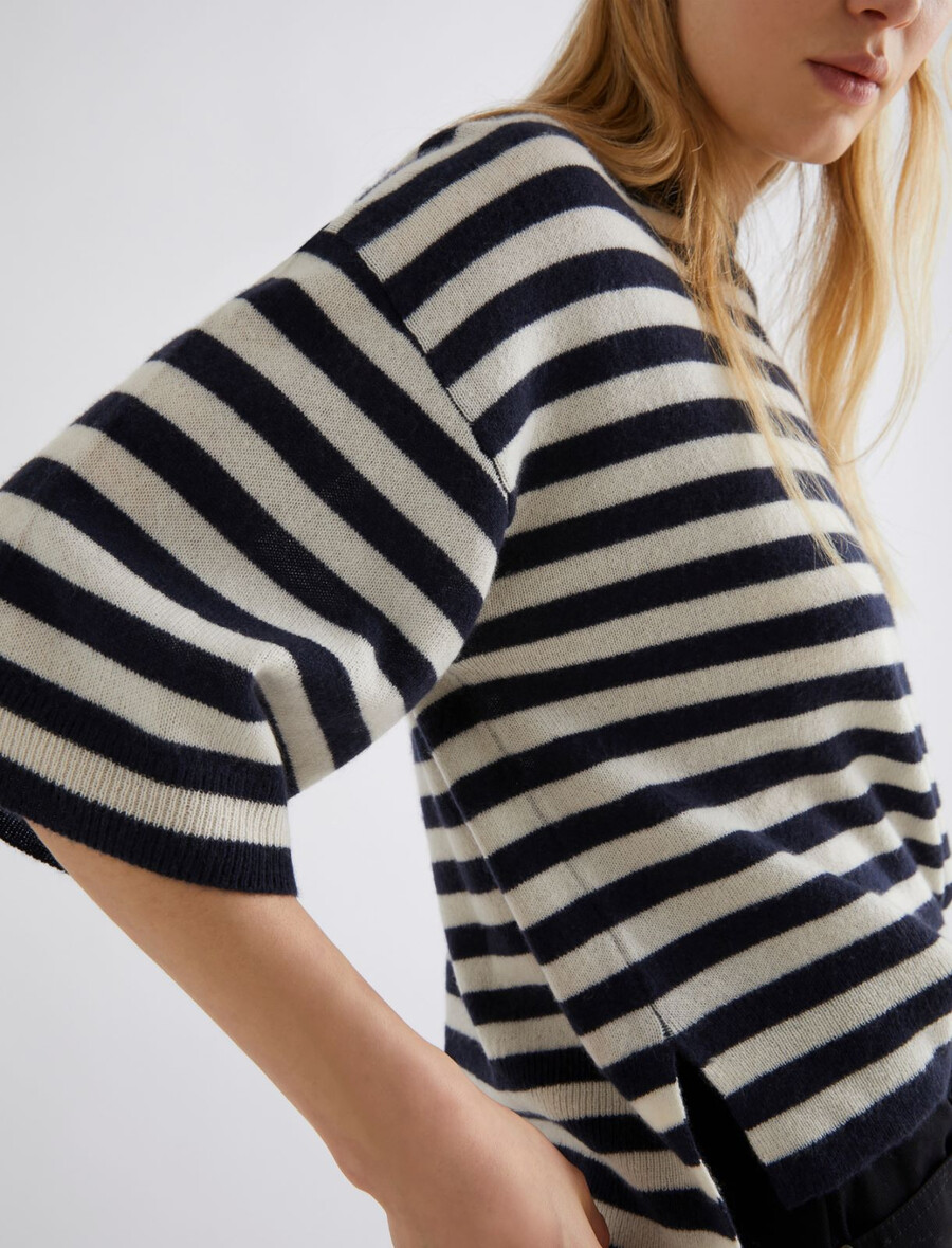 kaschmirpullover mit rundhalsausschnitt - marineblau
