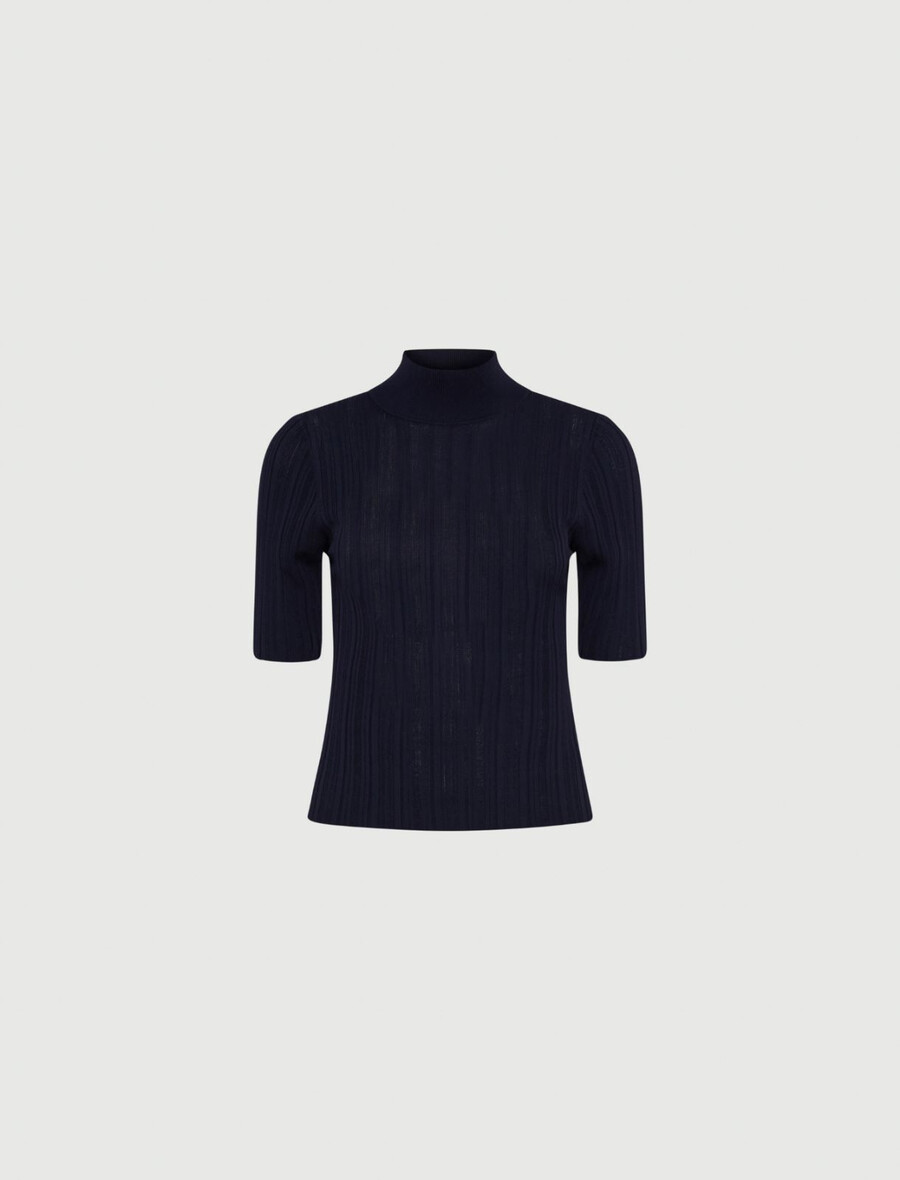 kurzärmeliger rollkragenpullover - marineblau