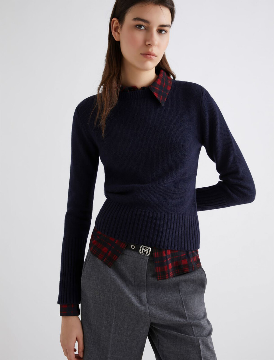 pullover aus kaschmir- und viskosemischung – marineblau