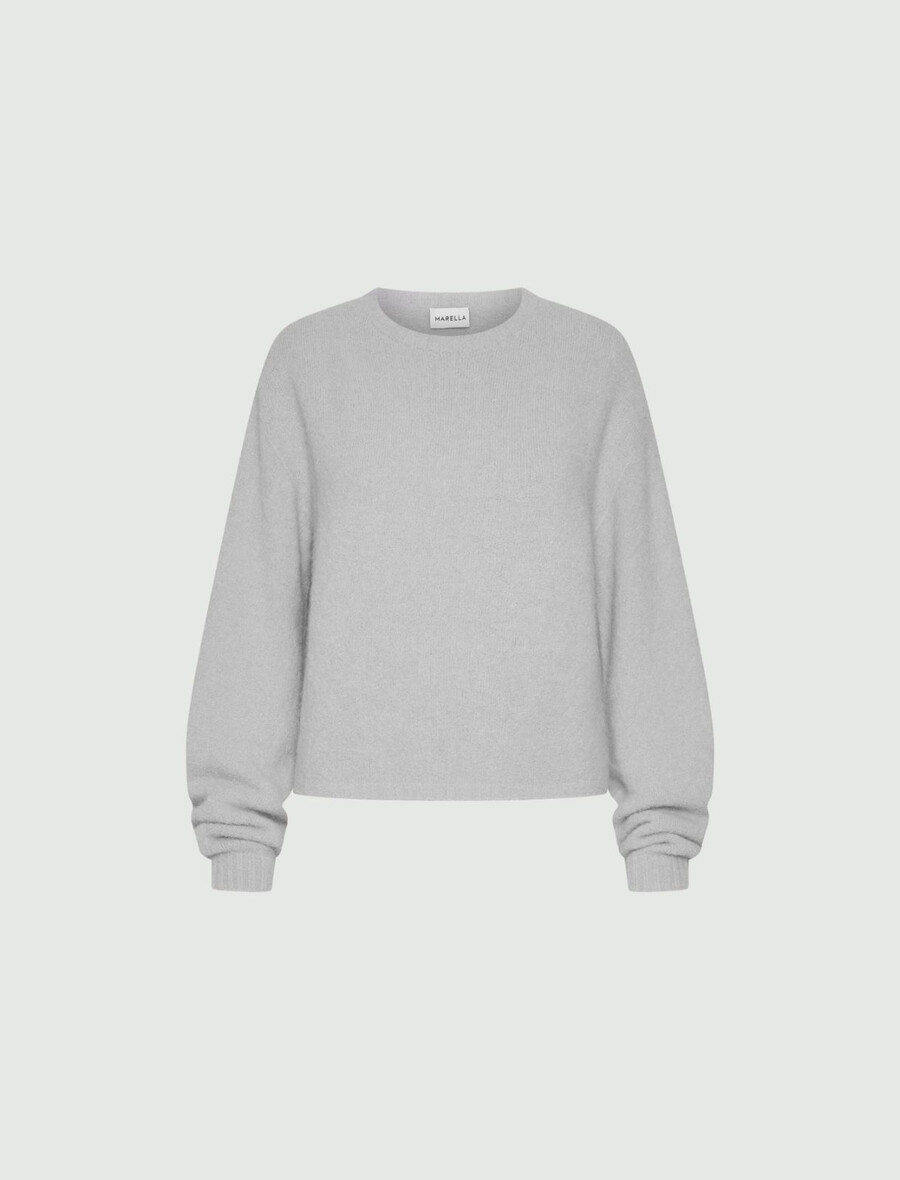 stretch-alpaka-pullover mit rundhalsausschnitt - perle