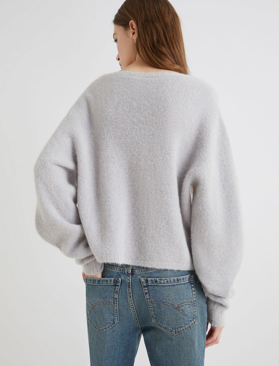 stretch-alpaka-pullover mit rundhalsausschnitt - perle