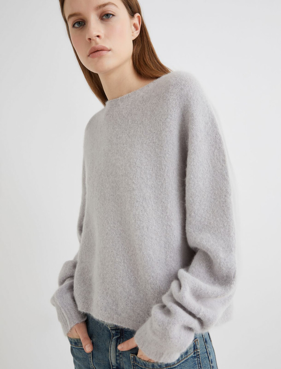 stretch-alpaka-pullover mit rundhalsausschnitt - perle