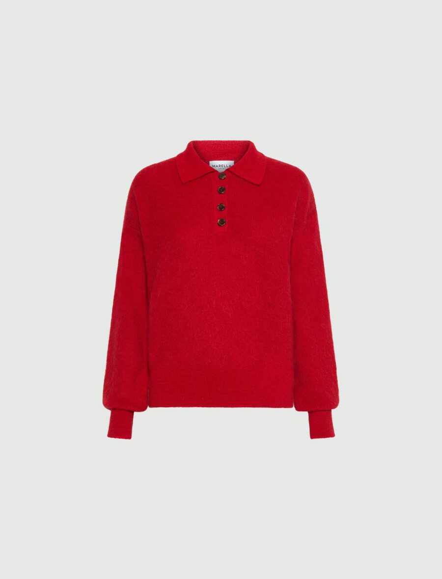 poloshirt aus alpaka-mischgewebe – rot