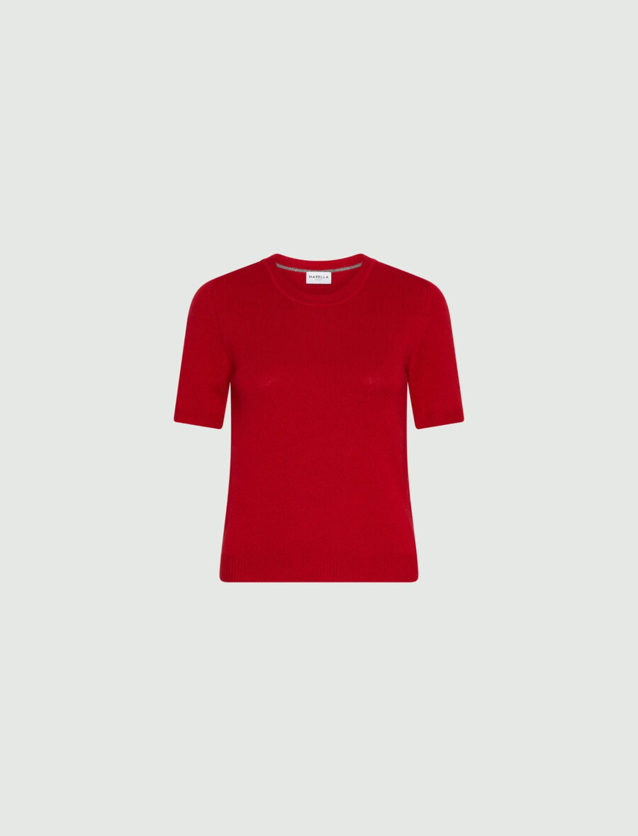 t-shirt aus wolle und kaschmir – rot