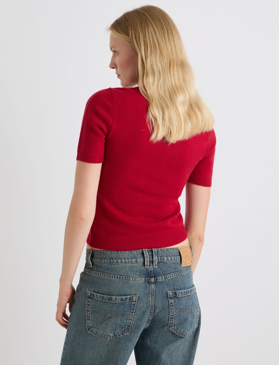 t-shirt aus wolle und kaschmir – rot