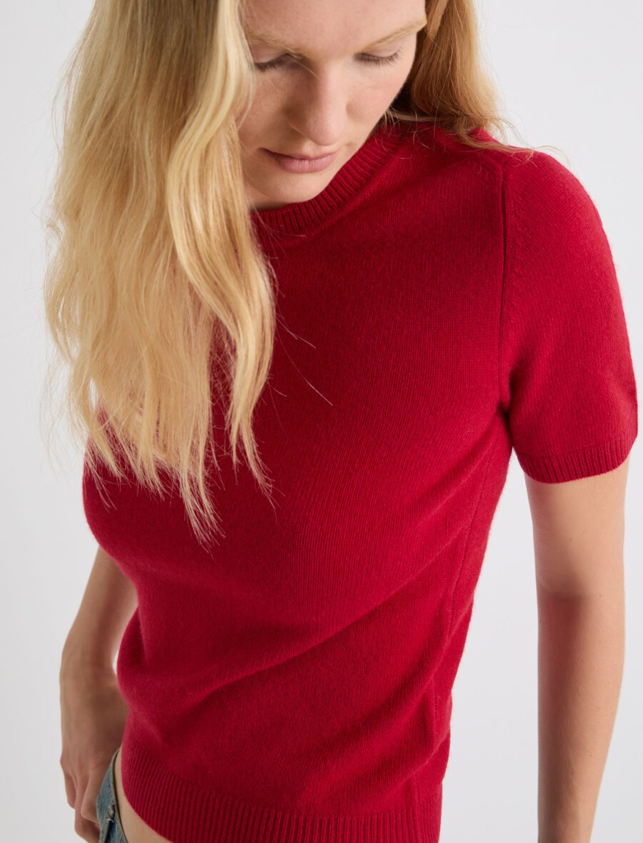 t-shirt aus wolle und kaschmir – rot