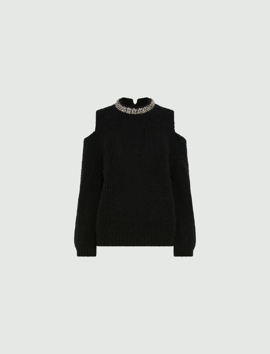 pullover mit cut-out-details – schwarz