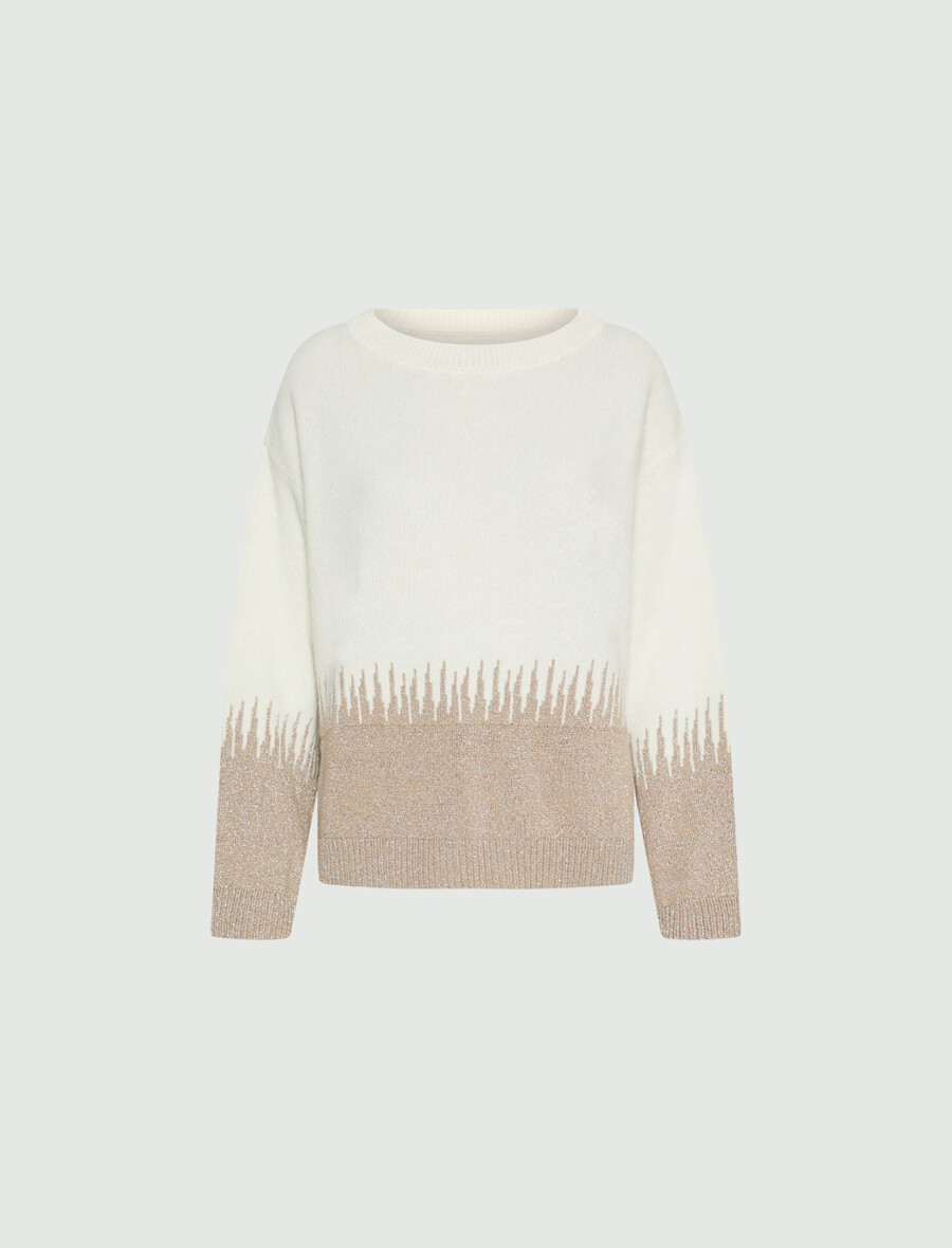 pullover aus kaschmirmischung mit intarsienmuster – weiss