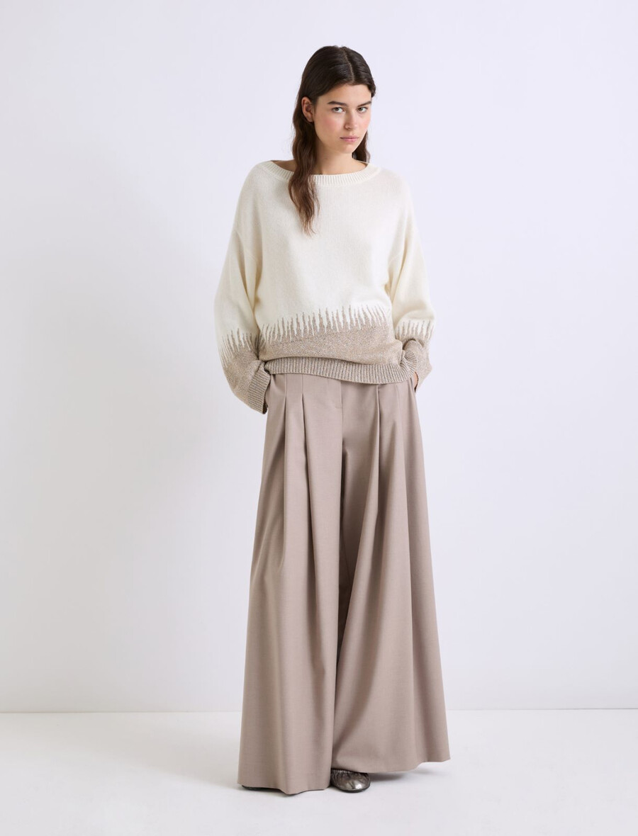 pullover aus kaschmirmischung mit intarsienmuster – weiss