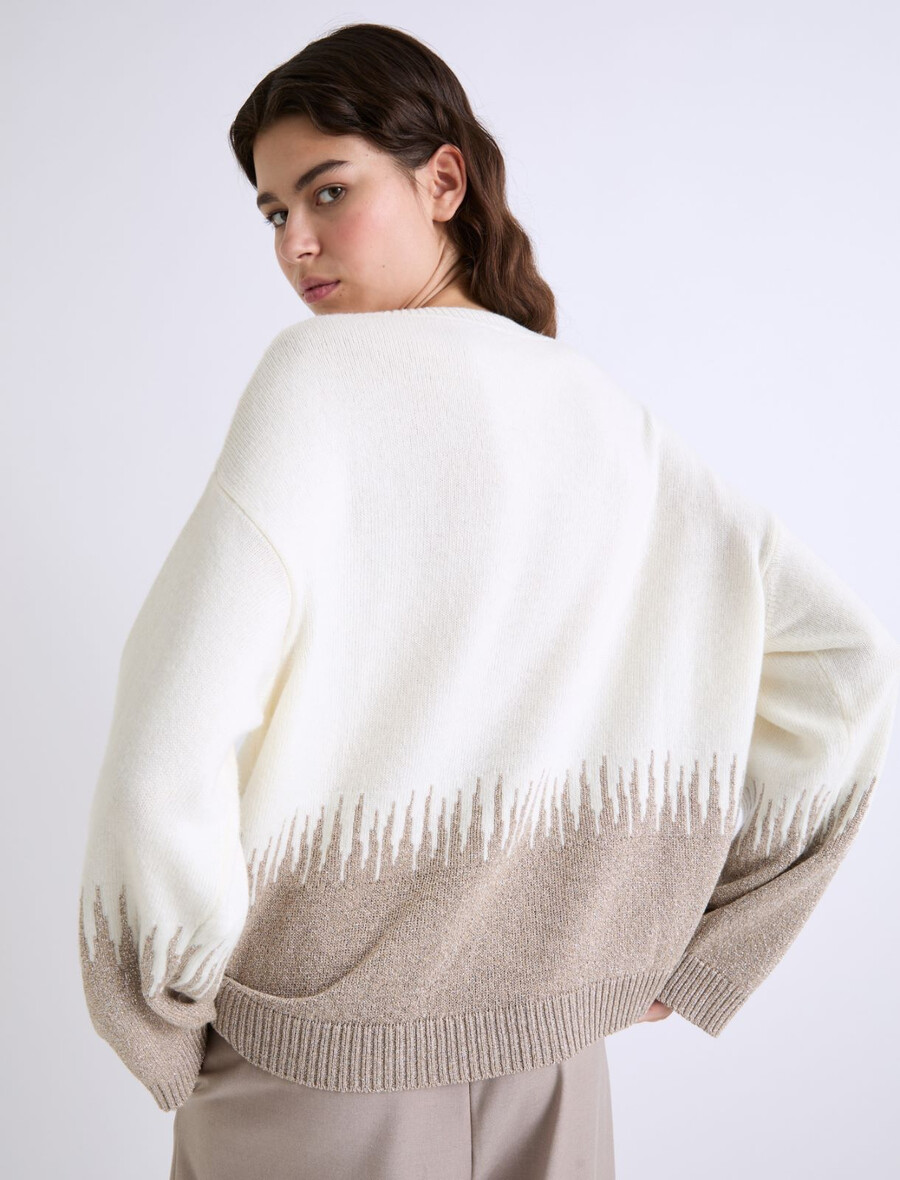 pullover aus kaschmirmischung mit intarsienmuster – weiss