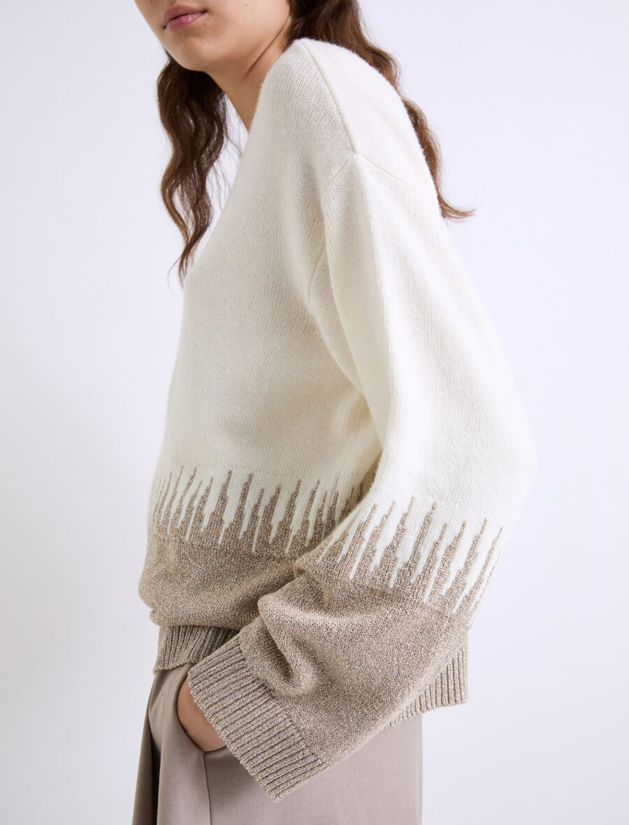 pullover aus kaschmirmischung mit intarsienmuster – weiss