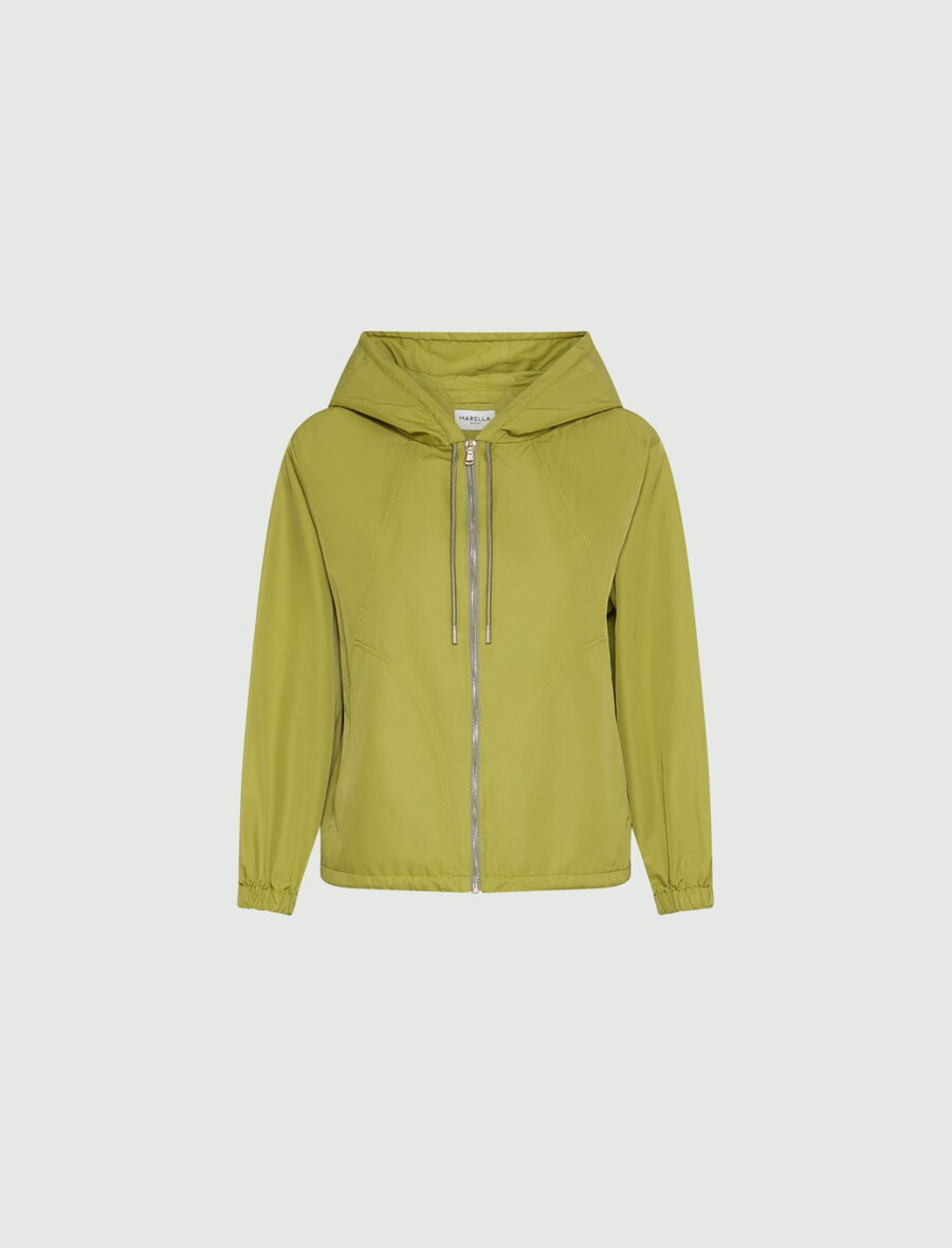leichter wasserabweisender regenmantel aus twill - grÜn