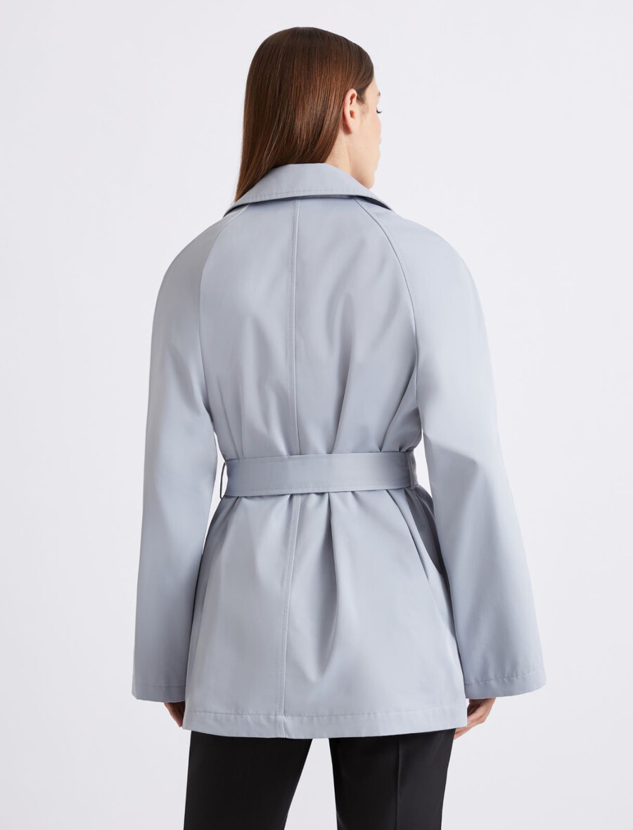 technischer trenchcoat aus baumwolle – hellblau