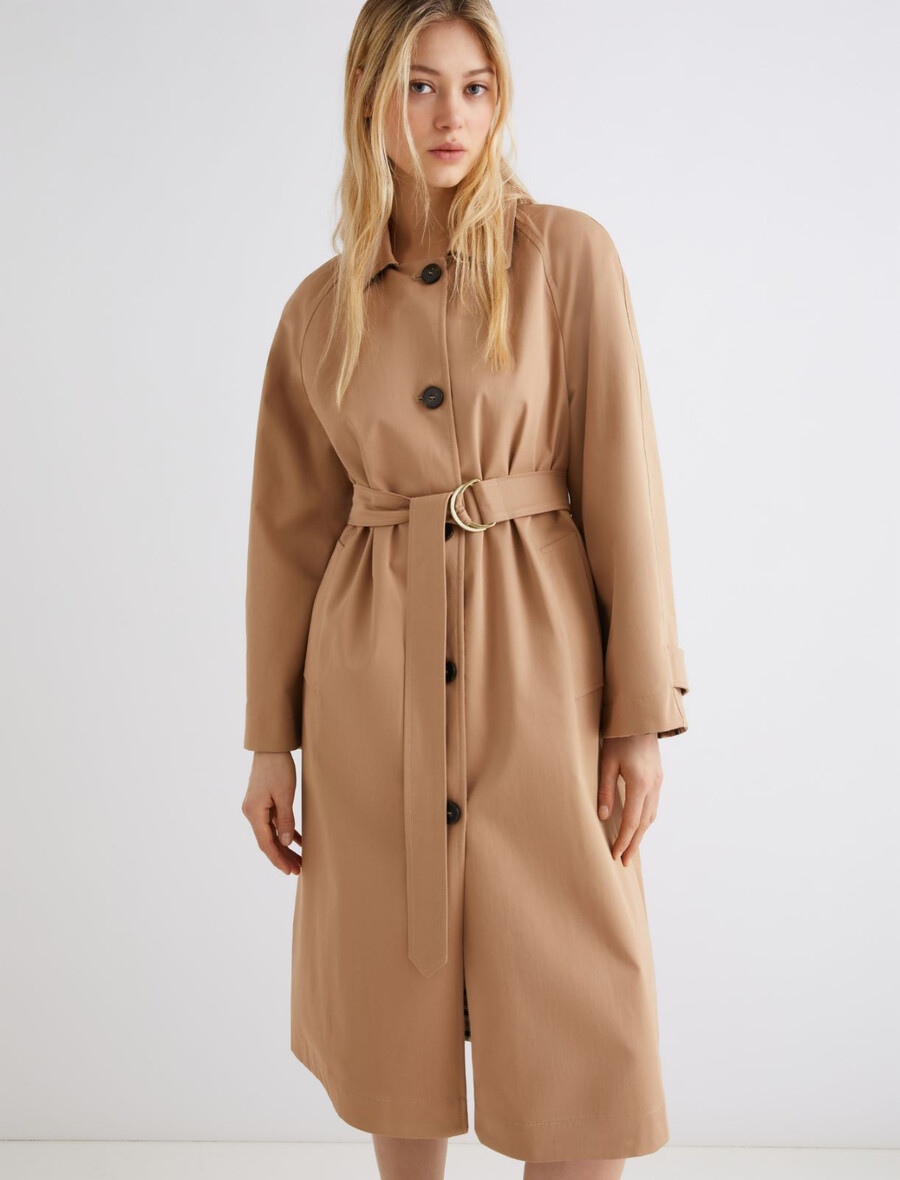 trenchcoat aus stretch-gabardine - kamel