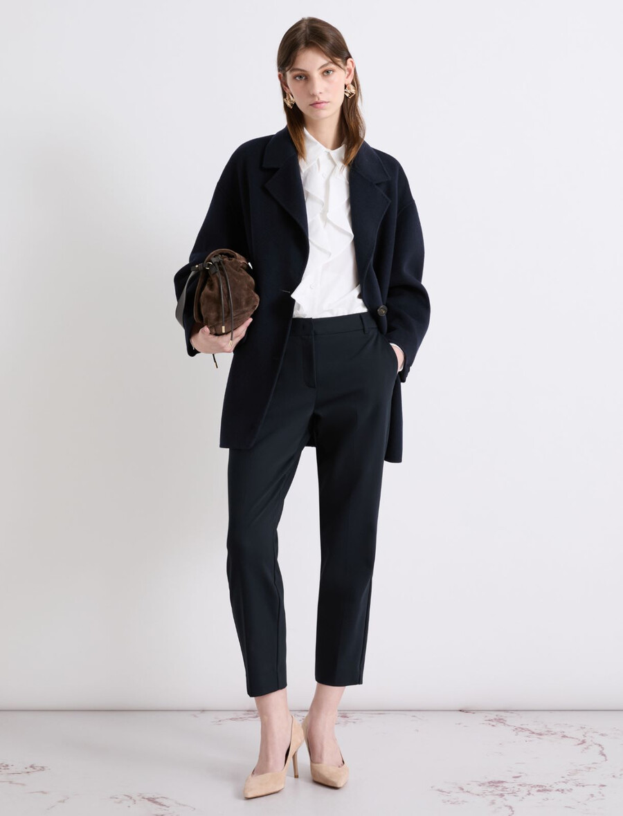 oversized doppelmantel aus stoff - marineblau