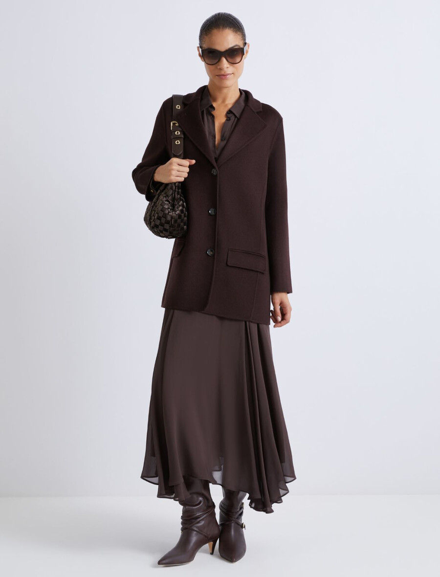 doppelseitige schwere jacke aus reiner wolle - braun