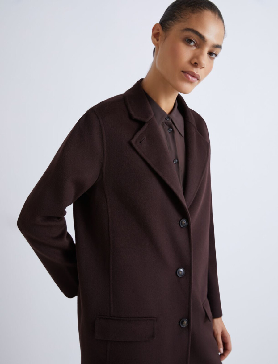 doppelseitige schwere jacke aus reiner wolle - braun