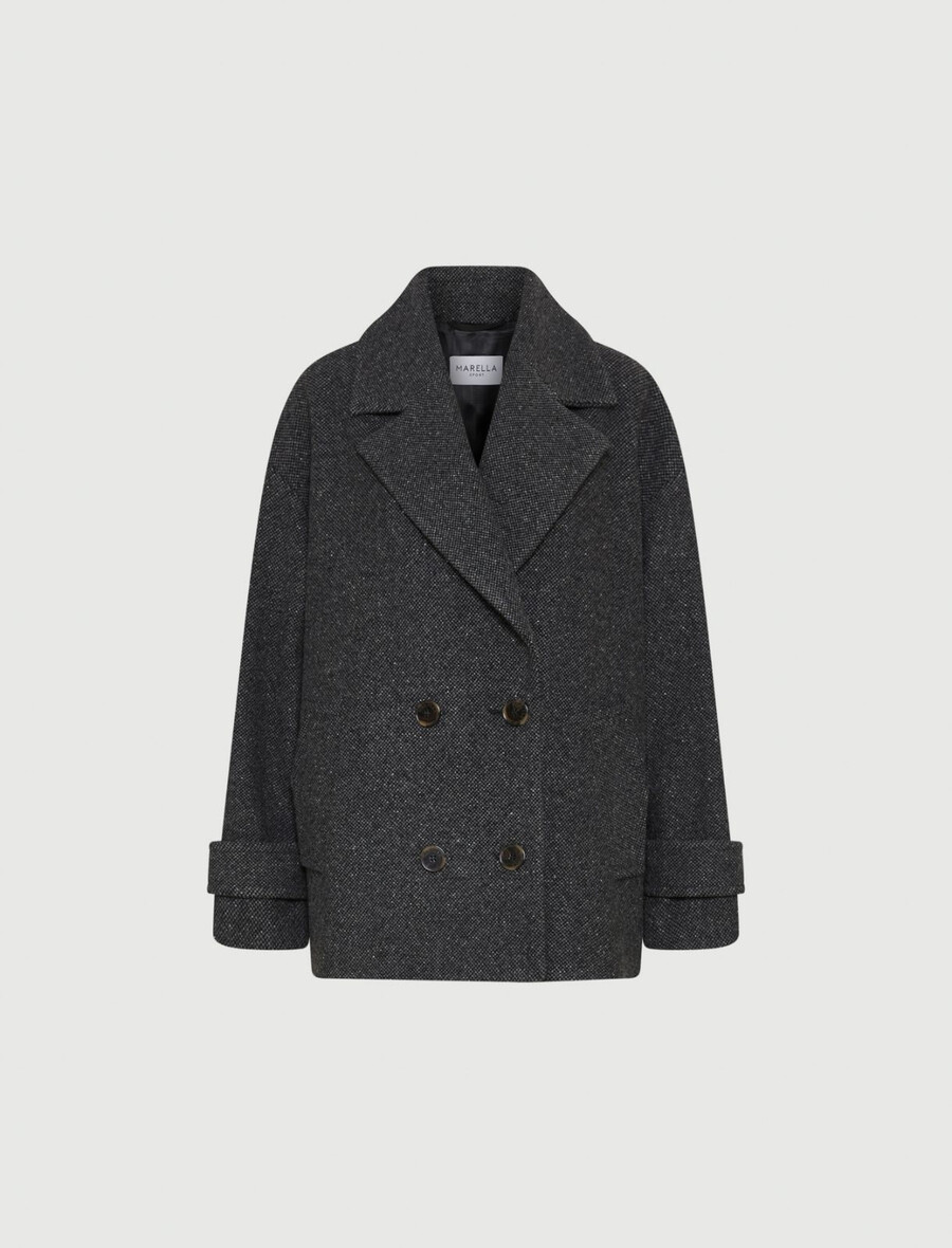 schwere jacke aus knop-garngewebe - schiefergrau